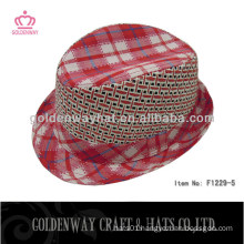 beautiful red fedora hats for lady cotton 100% LED flash fo party